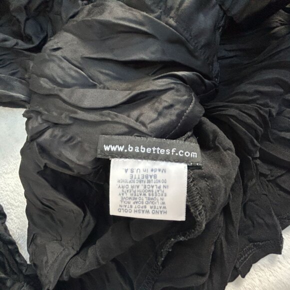 Babette Womens Black Textured Crinkle Button-Up Shirt Small Long Sleeve Casual - Picture 4 of 10